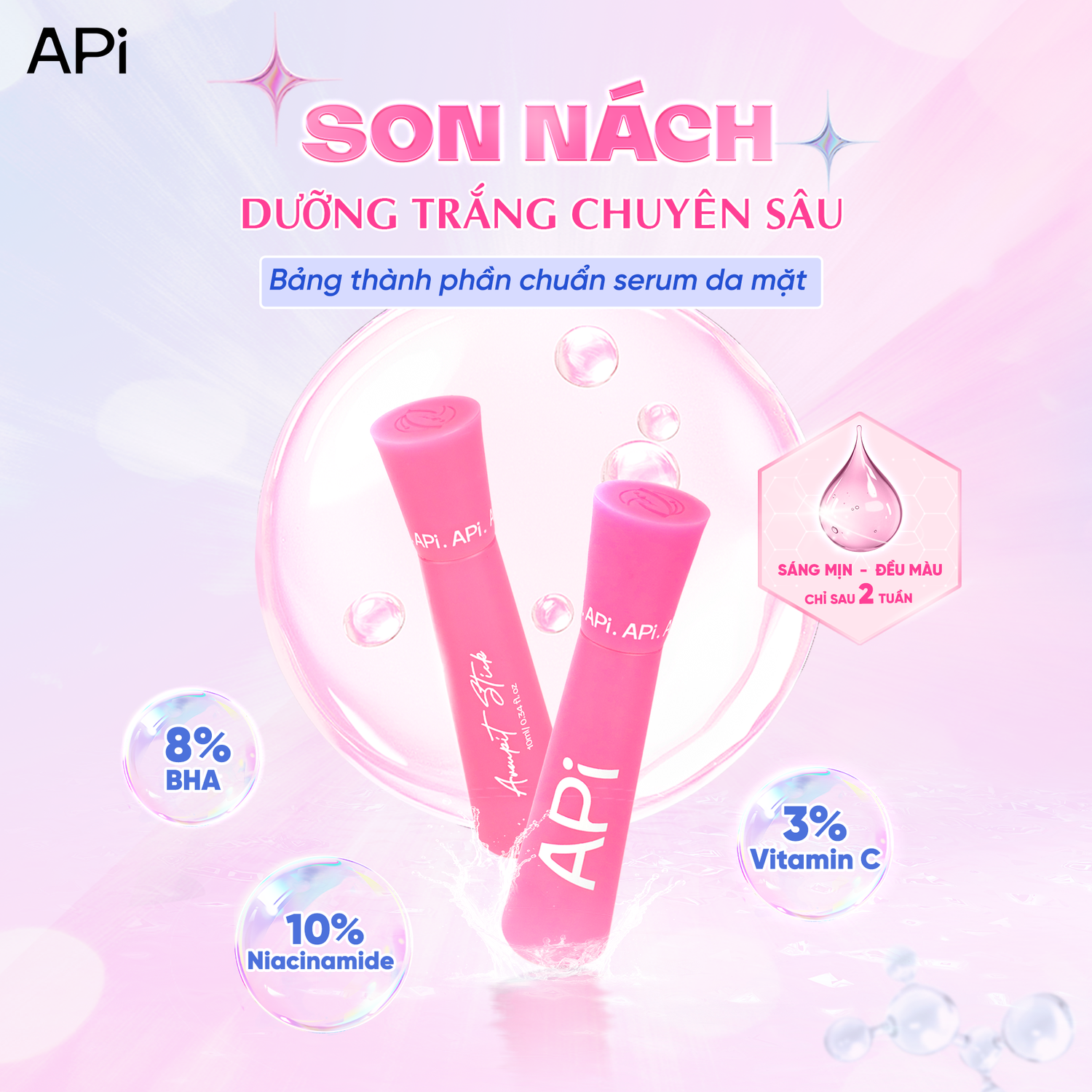 MỚI RA MẮT! Son Nách dưỡng trắng vùng cánh sáng mịn bật tone chỉ sau 2 tuần