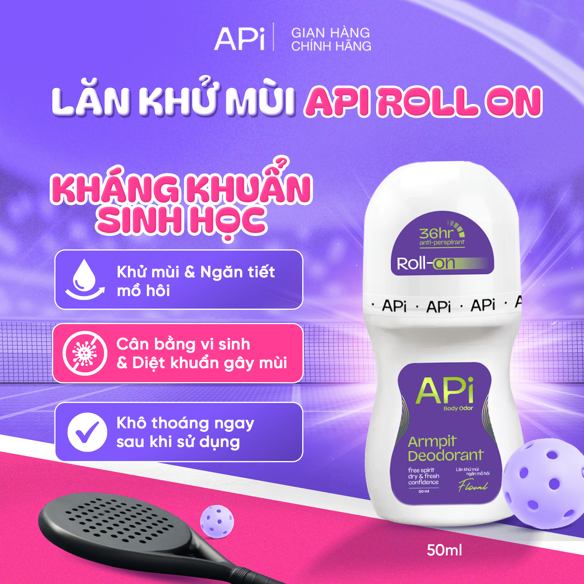 Lăn Khử Mùi Sáng Da, Mờ Thâm Dưới Cánh Tay API Armpit Whitening 50ml