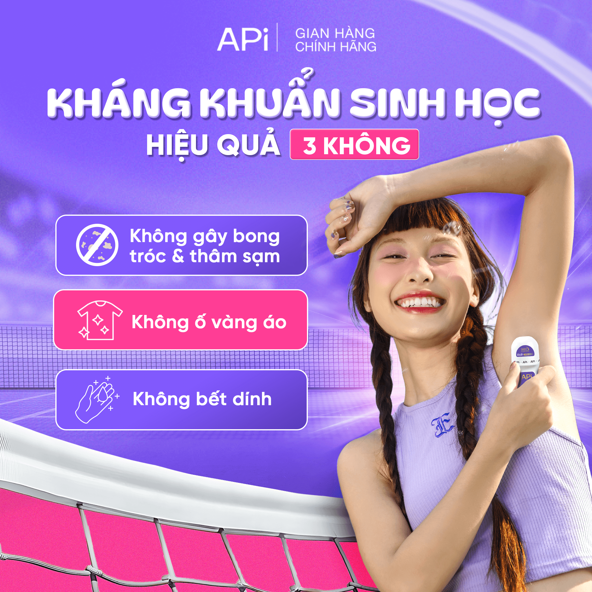 Lăn Khử Mùi Sáng Da, Mờ Thâm Dưới Cánh Tay API Armpit Whitening 50ml