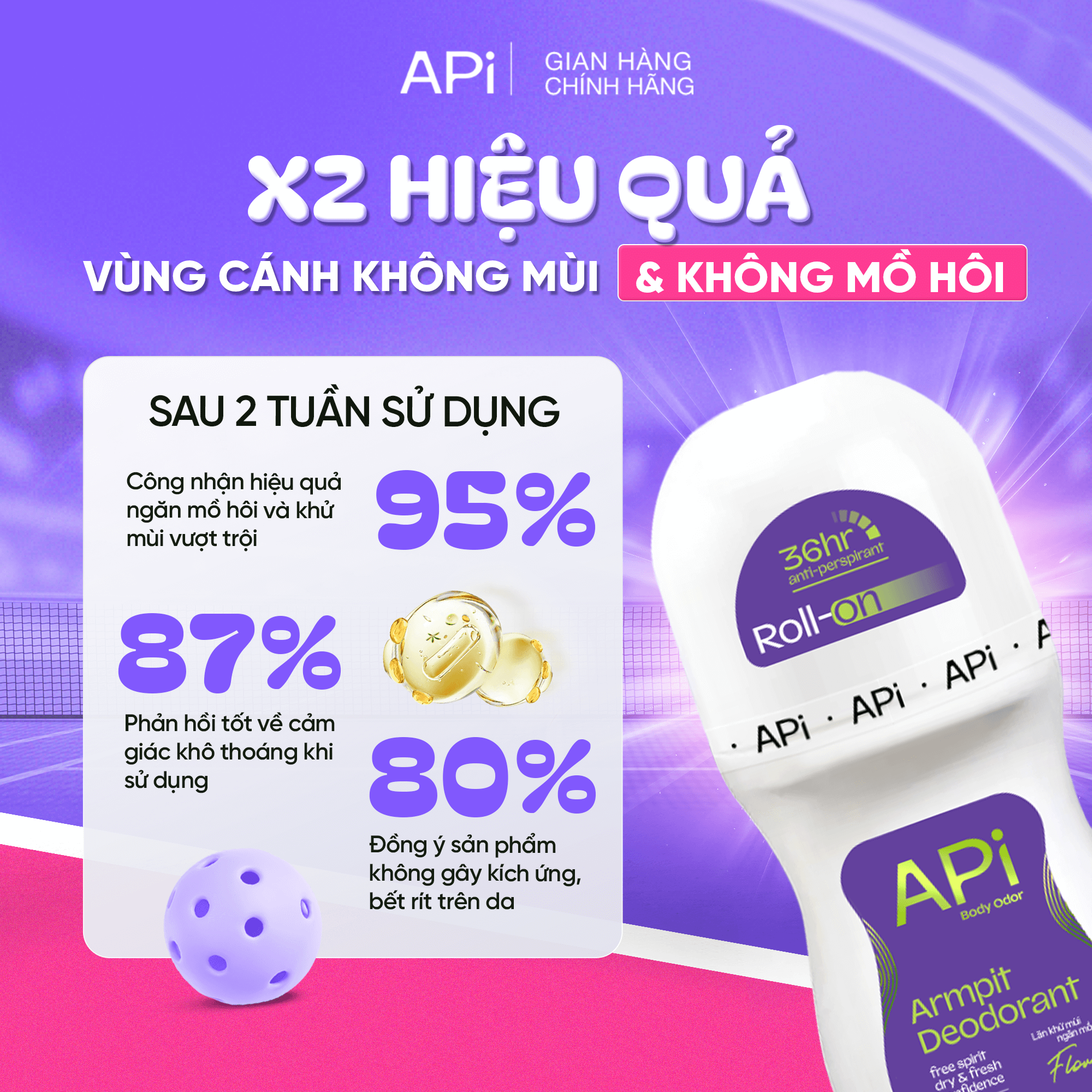 Lăn Khử Mùi Sáng Da, Mờ Thâm Dưới Cánh Tay API Armpit Whitening 50ml