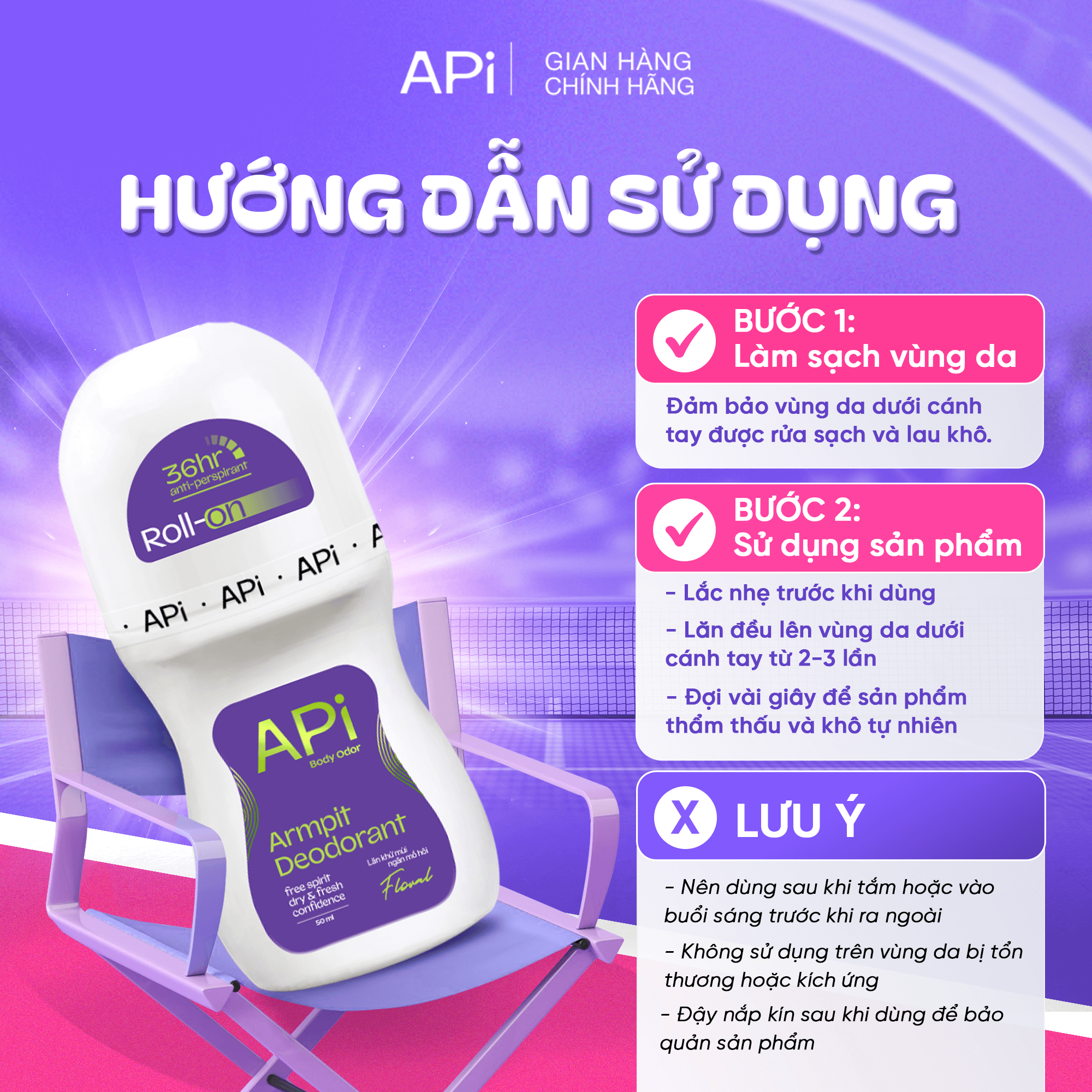 Lăn Khử Mùi Sáng Da, Mờ Thâm Dưới Cánh Tay API Armpit Whitening 50ml