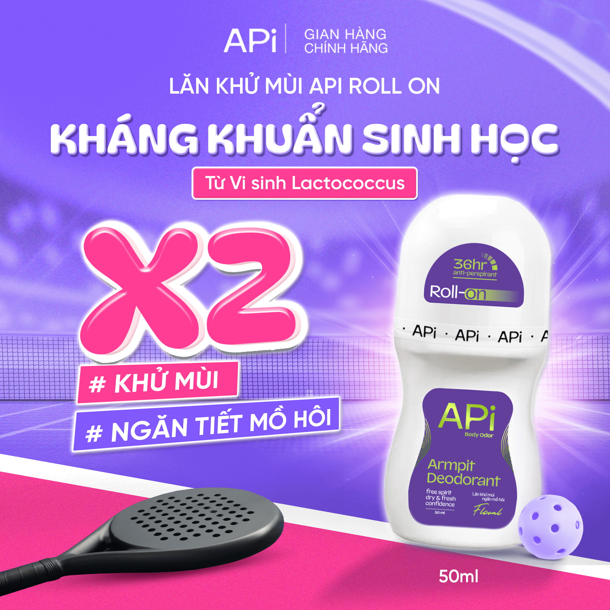 Lăn Khử Mùi Sáng Da, Mờ Thâm Dưới Cánh Tay API Armpit Whitening 50ml