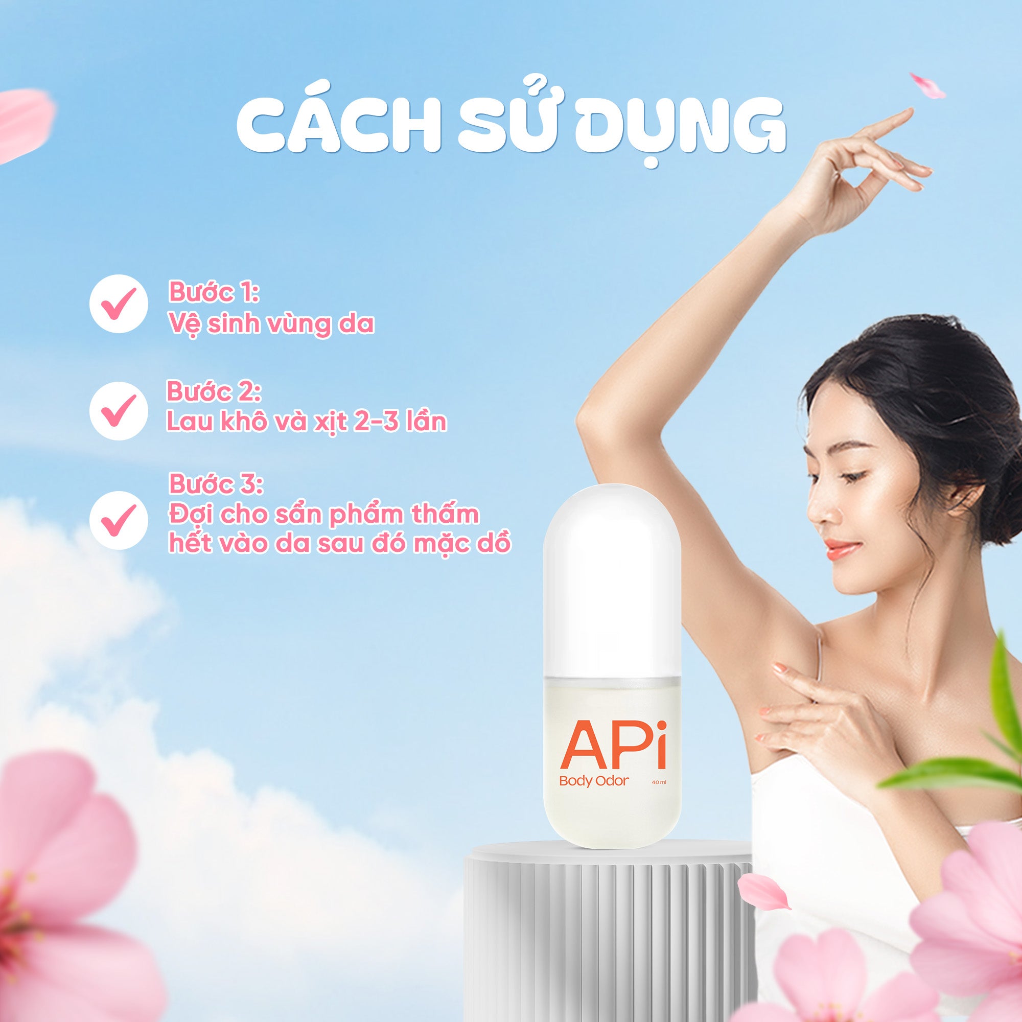 Xịt khử mùi toàn thân (nách, chân) 40ml APi