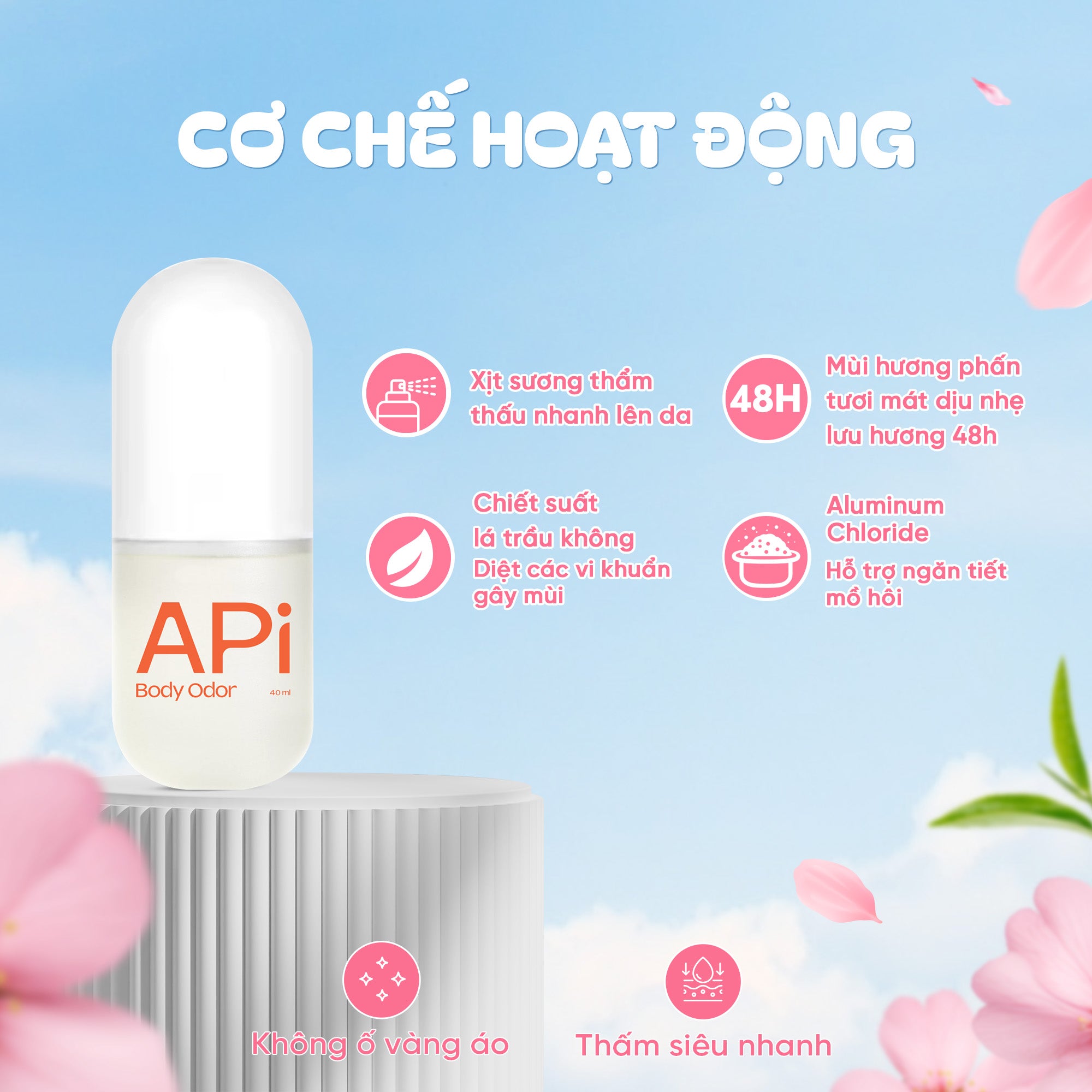 Xịt khử mùi toàn thân (nách, chân) 40ml APi